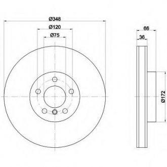 8DD355119261 HELLA Диск тормозной с покрытием PRO; передн., лев.