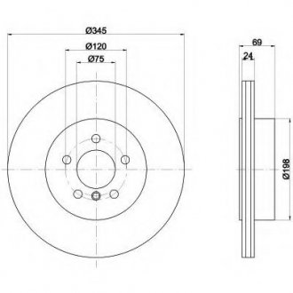 8DD 355 119-281 HELLA Гальмівні диск задній Bmw 5 (F10), 5 (F11), 5 Gran Turismo (F07), 6 (F12), 6 (F13), 6 Gran Coupe (F06), 7 (F01, F02, F03, F04) 2.0D-4.4 02.08-10.18