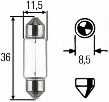 8GM002092171 HELLA Лампа розжарювання, C5W 12V 5W SV8,5 Long Life