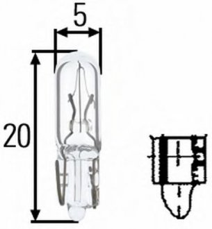 8GP002 095-241 HELLA Лампа розжарювання, W1,2W 24V 1,2W W 2 x 4,6d