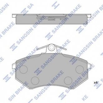 SP1043 Hi-Q (SANGSIN) Комплект гальмівних колодок з 4 шт. дисків