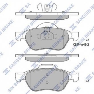 SP1414 Hi-Q (SANGSIN) Комплект гальмівних колодок з 4 шт. дисків