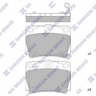 SP1522 Hi-Q (SANGSIN) Колодка гальм. диск. MITSUBISHI PAJERO SPORT 2.5TD, 3.0 98- задн. (вир-во SANGSIN)