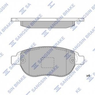 SP2073 Hi-Q (SANGSIN) Колодка тормозов. диск. PEUGEOT 307 передн. (выр-во SANGSIN)