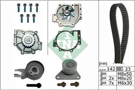 530 0467 30 INA Комплект ГРМ + помпа Ford Focus II/Kuga I/Mondeo IV 2.5 05-15/Volvo C70/S40/S60/S80 2.0-2.5T 06-12 (23x142) INA 530 0467 30