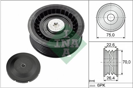 532 0344 10 INA Ролик генератора BMW Z4 02-05 M54 (паразитний) (70x26) INA 532 0344 10