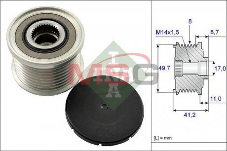 535 0141 10 INA Шків генератора BMW 3 (F30/F80)/5 (F10)/X3 (F25) 09-16, N55 B30 A INA 535 0141 10