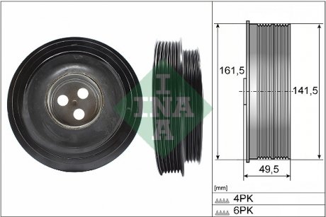 544 0166 10 INA Шків колінвалу Citroen Jumper/Peugeot Boxer 2.2 HDi 06- INA 544 0166 10