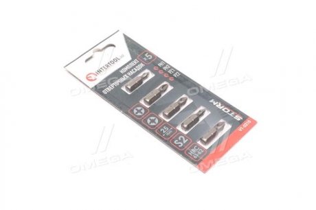 VT-0210 Intertool Набор отверточных насадок PH1, PH2, PZ1, PZ2 1/4"*25мм, S2, уп. 5шт., STORM(INTERTOOL)