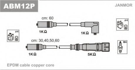 ABM12P Janmor Проволоки В/В (каучук) VW Golf II 1.8 -91, Golf III 1.4 91-/Skoda Octavia 1.6 96-