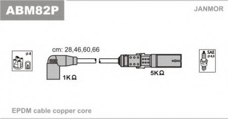 ABM82P Janmor Провода в/в Audi A3/A4 SEAT Ibiza IIISkoda OctaviaVW Bora/Golf IV/Passat 1.6-2.0 01.95-