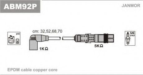 ABM92P Janmor К-кт В.В. проводов (каучук) Audi A3/A4, Skoda Octavia, VW1.6 96-