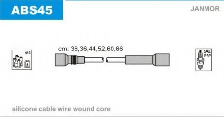 ABS45 Janmor Провід В/В Audi 80/100/A4/A6/A8 2.4/2.4Q/2.6/2.6Q/2.8