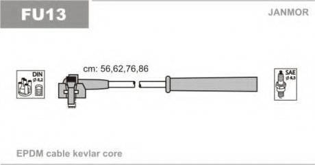 FU13 Janmor К-кт В/В проводов Ford Escort 1,4-1,4I.Fiesta,Orion 1,