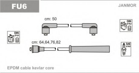 FU6 Janmor В/в провода (каучук) Ford Cortina 1.6 2.0 77-82, Sierra 1,6 Ohc