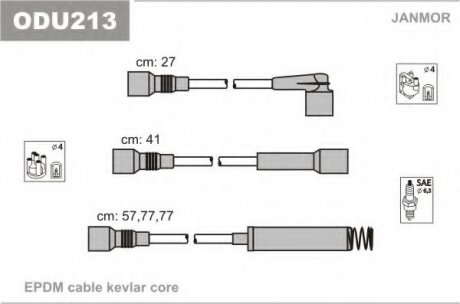 ODU213 Janmor Провід В/В Opel Astra/Vectra CD-GT-GSi 1.8i/2.0 (Mot C18NZ