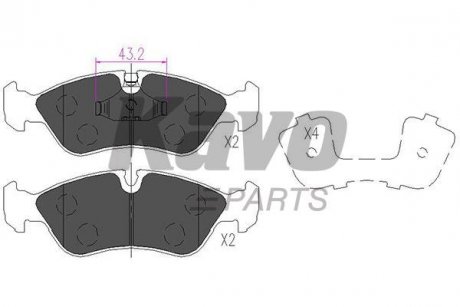 KAVO PARTS OPEL гальмівні колодки передн.Astra,Omega A,Vectra A,Daewoo Nexia,Lanos 1.6 KBP-1004