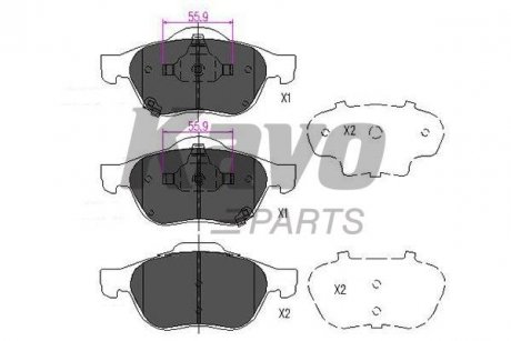 KBP-9075 KAVO KAVO PARTS TOYOTA Гальмівні колодки AVENSIS 01-03