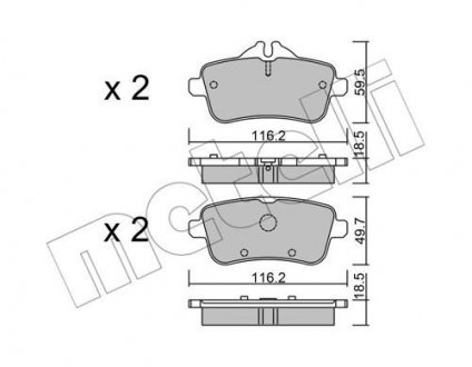 22-0968-0 Metelli Комплект тормозных колодок из 4 шт. дисков