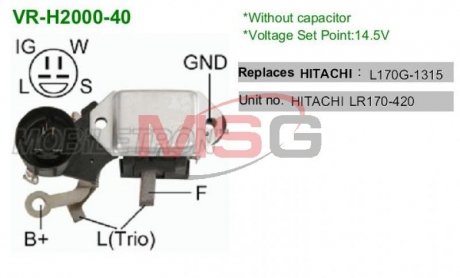 VRH200040 MOBILETRON Регулятор напряжения генератора