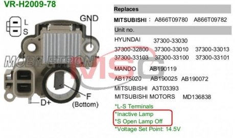 VRH200978 MOBILETRON Регулятор напруги генератора