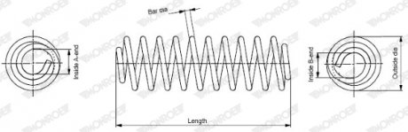 SE3679 MONROE MONROE VW Пружина передняя L=347mm Passat 05-