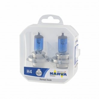 48680S2 NARVA Лампа галогенна TWIN SET H4 12V 60/55W RANGE POWER WHITE (вир-во Narva)