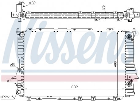 60477 NISSENS Радіатор охолодження AUDI 100 (C4) (90-) /A 6 (C4) (94-) (вир-во Nissens)