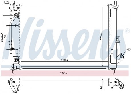 606476 NISSENS Радиатор охлаждения HYUNDAI ELANTRA (MD/UD) (10-) 1.6 (выр-во Nissens)