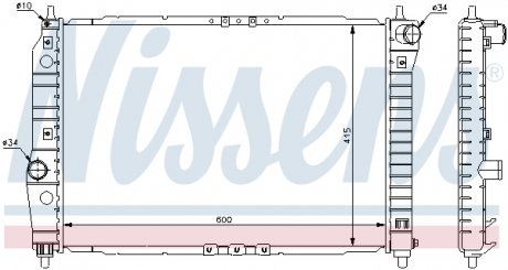 61645 NISSENS Радіатор охолодження CHEVROLET AVEO (T250, T255) (05-) 1.4 i 16V (вир-во Nissens)