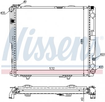 62696A NISSENS Радиатор охлаждения MERCEDES E-CLASS W 124 (84-) (выр-во Nissens)