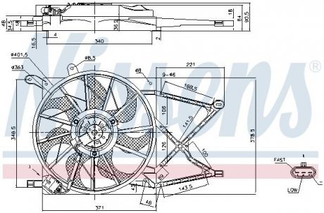 85154 NISSENS Вентилятор радіатора OPEL ASTRA G (98-) (вир-во Nissens)