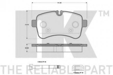 222383 NK Тормозные колодки дисковые задние. Iveco Daily 35C15, 06-