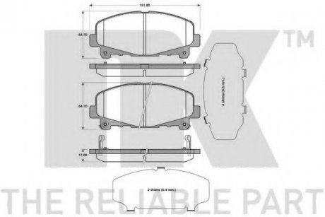 222643 NK Тормозные колодки дисковые перед.) Honda Accord 08-