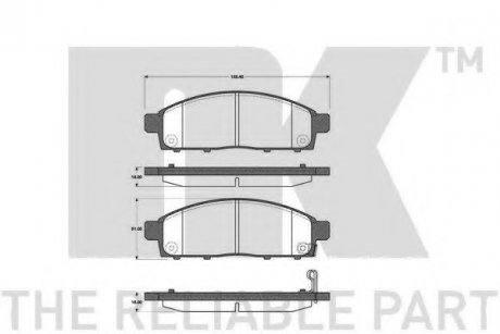 223033 NK Тормозные колодки дисковые перед. Mitsubishi Pajero/L200 2.5TDI 01 07.01-