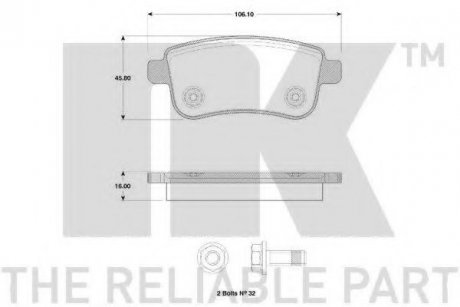 223963 NK Гальмівні колодки дискові зад. Renault Scenic III/Megane III 2.0DCi 08-