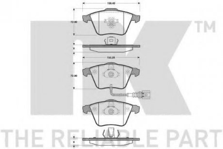 2247110 NK ТОРМОЗНЫЕ КОЛОДКИ Audi A3 Seat Leon Skoda Superb II VW Cc, Eos, Golf Plus, Golf V, Passat, Passat CC 1.2-3.6 05.03-12.16