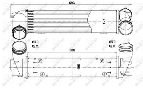 30386 NRF Радіатор інтеркулера BMW (E90/E92/E91)/X1 (E84) 2.0D/3.0D 06-15 M57/N47 NRF 30386