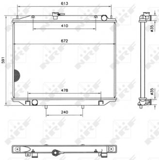 52082 NRF Радіатор охолодження Ford Maverick 2.7TD 96-98/Nissan Terrano 2.4/2.7TD 93-07 NRF 52082