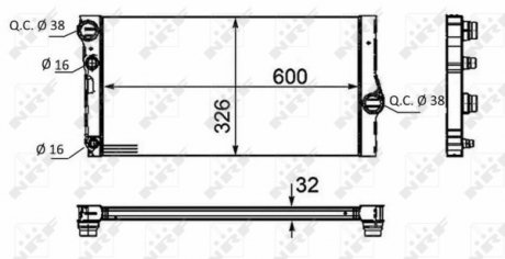 58466 NRF Радіатор охолодження двигуна BMW 5 (F10), 5 (F11), 5 GRAN TURISMO (F07), 6 (F12), 6 (F13), 6 GRAN COUPE (F06), 7 (F01, F02, F03, F04) 2.0D/3.0D 02.08-