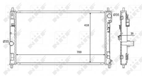 59089 NRF Радіатор двигуна Chrysler Sebring Dodge Caliber Jeep Compass, Patriot 1.8-2.7 06.06-