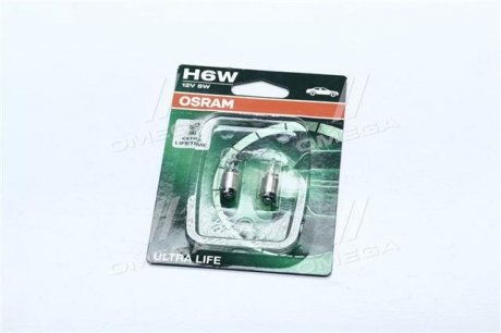 64132ULT-02B OSRAM Лампа допоміжн. освітлення H6W 12V 6W BAX9s Ultra Life (Blister 2шт) (вир-во OSRAM)