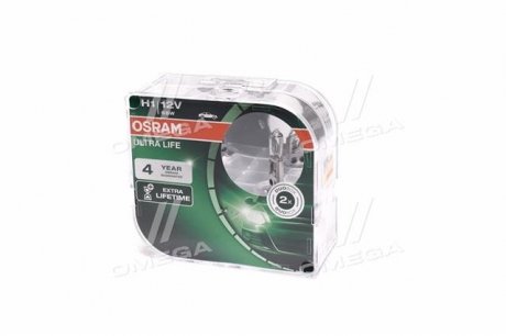 64150ULT-HCB OSRAM Лампа фарна H1 12V 55W P14,5s ULTRA LIFE (компл.) (вір-во OSRAM)