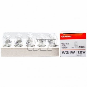 7505 OSRAM Лампа допоміжн. освітлення 12V 21W W3x16d (вир-во OSRAM)