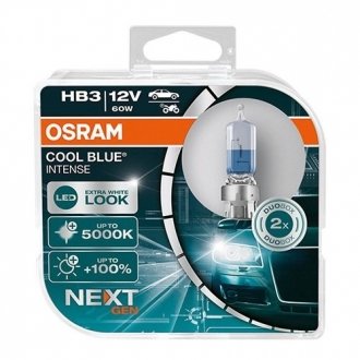 9005CBN-HCB OSRAM Лампа фарна HB3 60W P20D 12V COOL BLUE INTENSE Next Gen компл. (вір-во OSRAM)