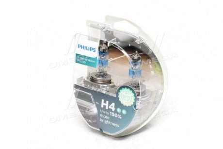 12342XVPS2 PHILIPS Лампа розжарювання H4 X-tremeVision Pro150 +150 12V 60/55W P43t-38 (комплект) (вир-во Philips)