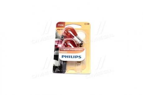 12496NAB2 PHILIPS Лампа розжарювання PY21W 12V 21W BAU15s 2шт blister (вир-во Philips)