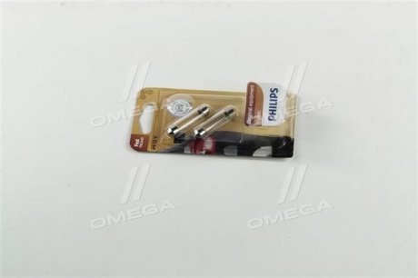 12866B2 PHILIPS Лампа накаливания T10,5X43 12V 10W SV 8,5 Fest VISION 2шт blister (выр-во Philips)