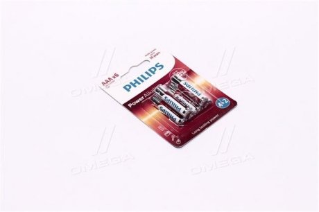LR03P6BP/10 PHILIPS Батарейка LR03 / AAA Power Alkaline Blister 6шт (вир-во Philips)