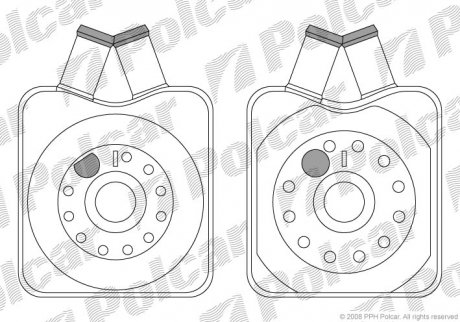 1303L8-1 Polcar Радіатор водяного охолодження олії VAG A3/A4/A6/Golf/Bora 83-/T4/LT 2.5TDI/Crafter 88-136PS
